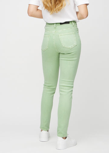 Lysegrønne slim jeans sett bakfra, så man kan se hele produktet.